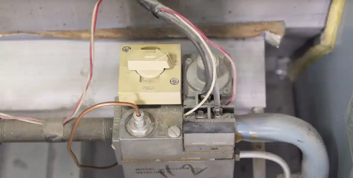 A pilot light in a gas furnace.